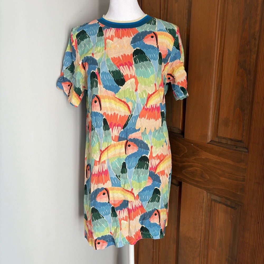 FARM Rio P Small Painted Tucanos Short Sleeve T-shirt Dress Novelty Toucans